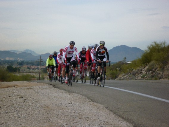 The group riding from The Cycling House to Saguaro East National Park