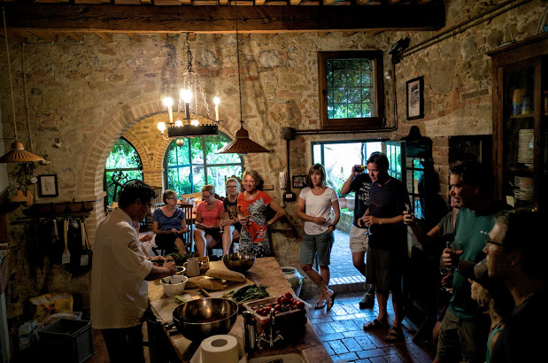 Our riders enjoying a tuscan cooking class. This is always a highlight of the bike trip